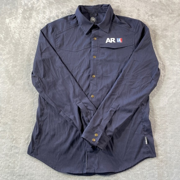 Club Ride Cycling Shirt Mens Medium Blue Snap Long Sleeve Riding Performance - Picture 1 of 10